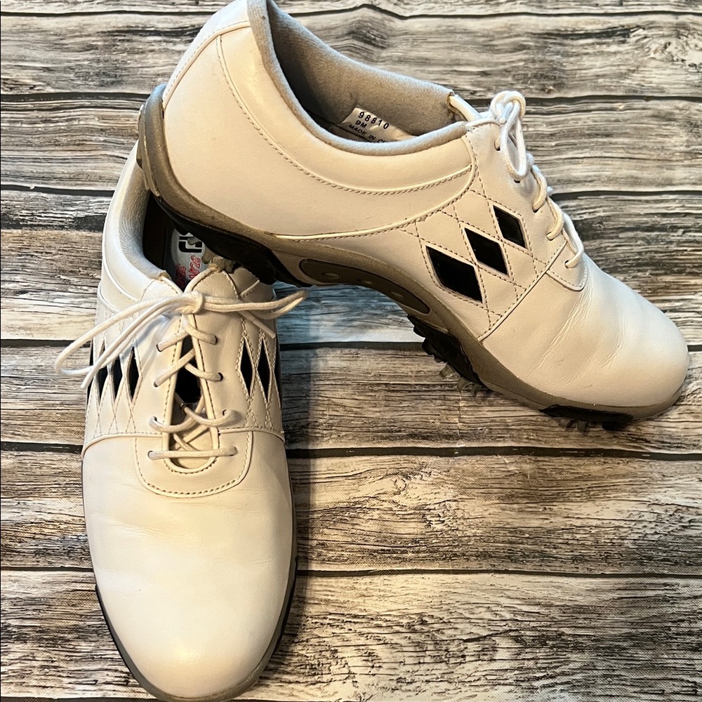 Footjoy Summer Series Black Diamond Pattern White Golf Shoes 9